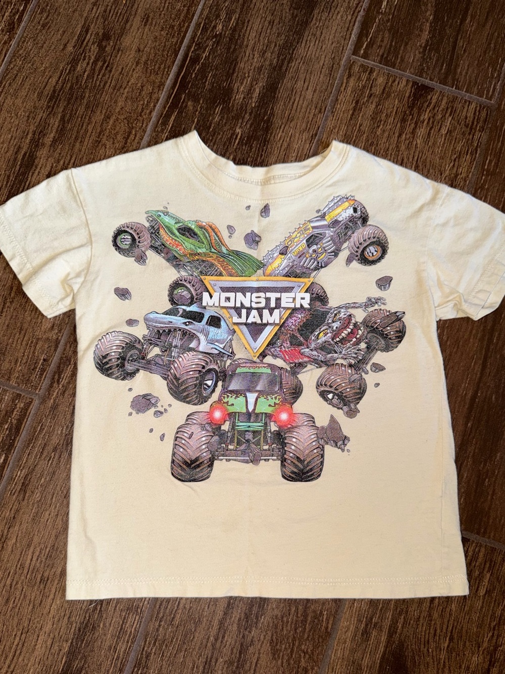 Kids T-Shirt - Yellow with Monster Truck Graphic